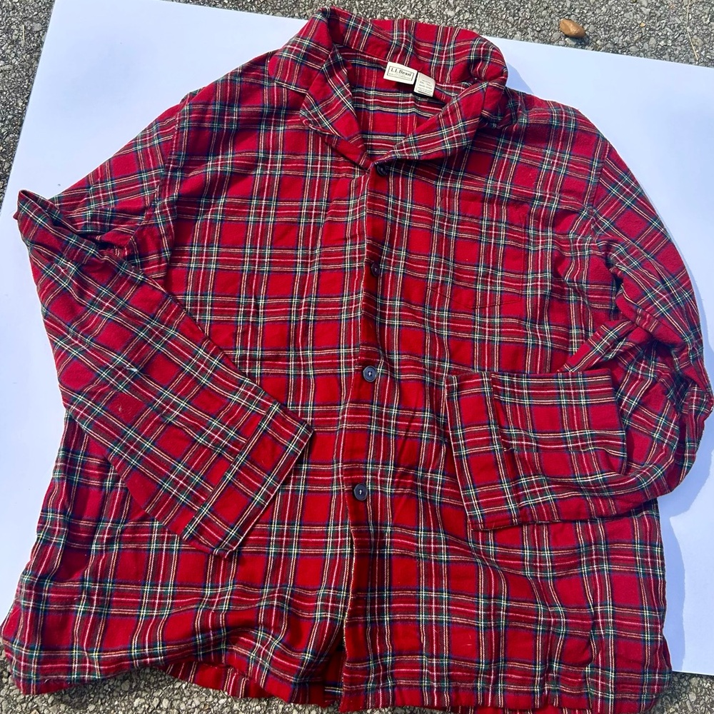 LL Bean Flannel Pajamas Pajama Set Men XXL Red Green Tratan Plaid Pants Shirt